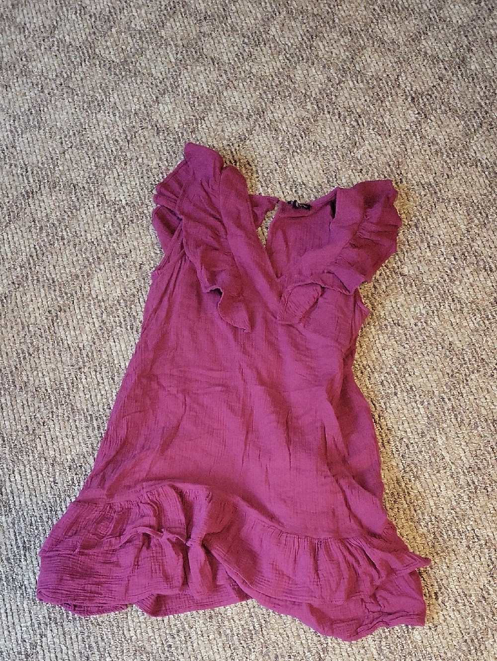 Tribal Fitted V-Neck Top in Deep Pink